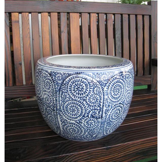 蛸唐草 火鉢 大 めだか メダカ鉢 アンティーク 水鉢 陶器 観葉植物 アジアン 和モダン