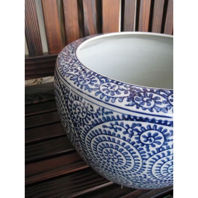 伊万里　蛸唐草睡蓮鉢　31cm　大正〜昭和中期 蛸唐草火鉢 中 水鉢 火鉢 鉢カバー プランターカバー プランター 睡蓮