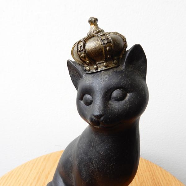 王冠ネコ 猫 置物 オブジェ インテリア雑貨 かわいい レトロ
