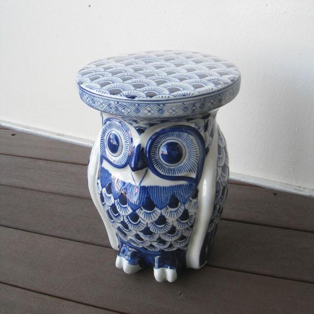 フクロウ ふくろう 梟 置物 陶器 プランタースタンド 花台 台 鉢