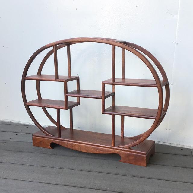 飾り棚 和風 和室 床の間 丸形 シノワズリ 珍品棚 盆栽棚 違い棚 和