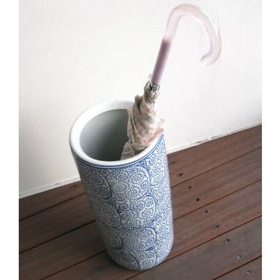 ウッドギャラリー樹 傘立て 陶器 和風 蛸唐草 アンブレラスタンド 和柄