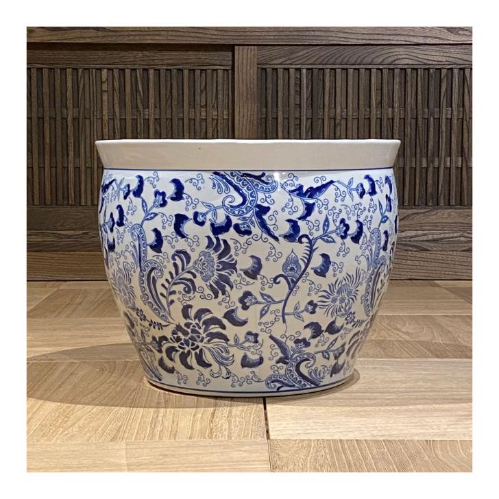 水鉢・ひまわり白（大）14号鉢 水鉢 火鉢 睡蓮鉢 メダカ鉢 プランター