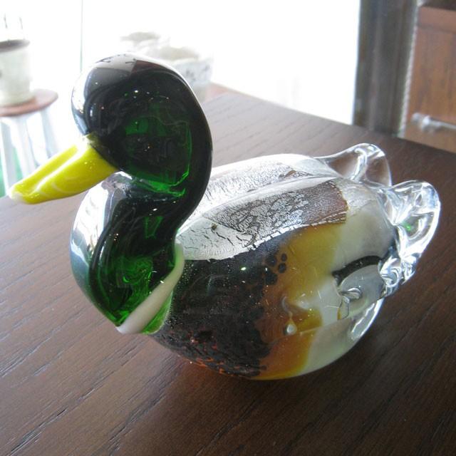 あひる ダック Duck 置き物 ガラス インテリアオブジェ かわいい 鳥