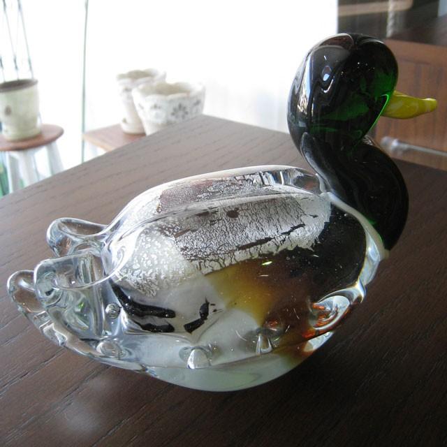 あひる ダック Duck 置き物 ガラス インテリアオブジェ かわいい 鳥