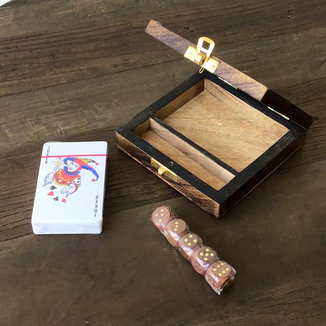 トランプ カード 箱入り ダイス付 サイコロ 真鍮 ブラス Brass 飾り