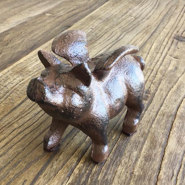 ブタ 天使 置物 ウィングピッグ 豚 天使の羽 アンティーク スモール