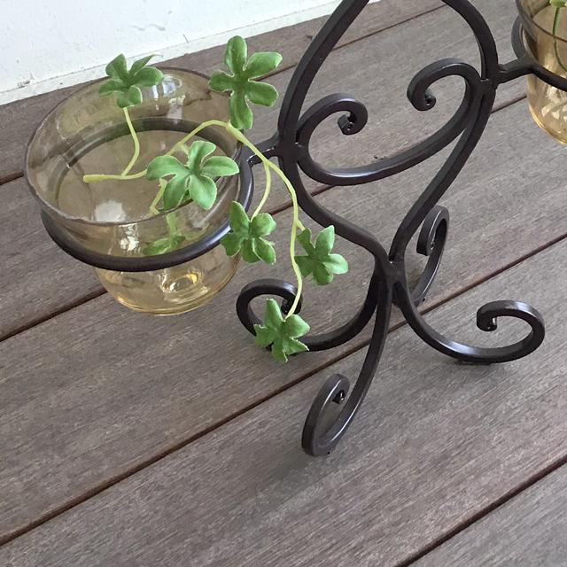 キャンドルホルダー ガラス アイアン アンティーク キャンドルスタンド