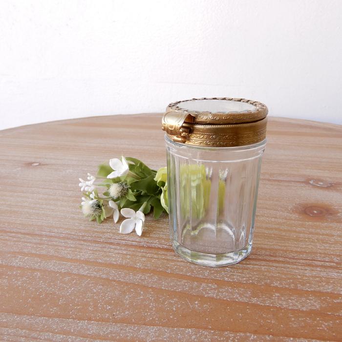 真鍮とガラスのガラスケース 綿棒入れ コットンケースおしゃれ