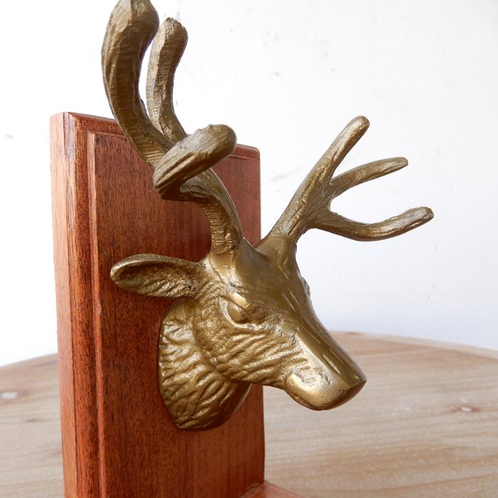 ブックエンド 鹿 しか シカ 本立て アンティーク調 おしゃれ 高級感