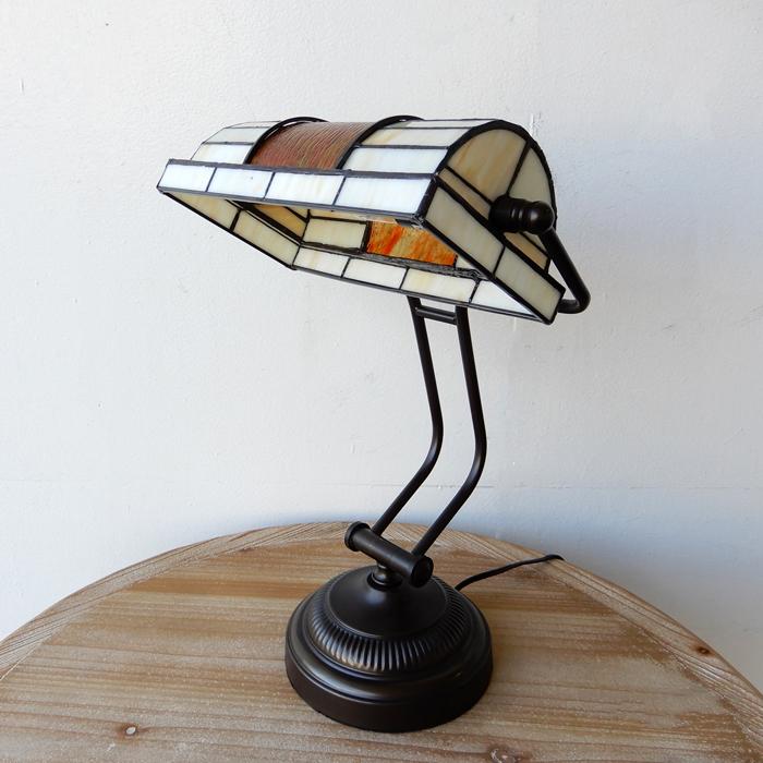 アンティーク/ステンドグラス/バンカーズランプ/テーブルランプ