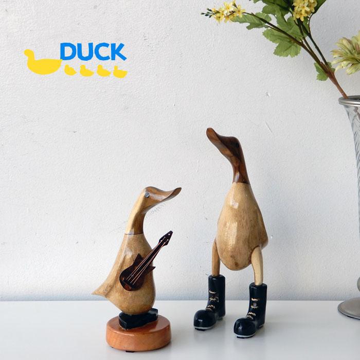 ダック ギターダック 動物の置き物 木彫り アヒル あひる ギター