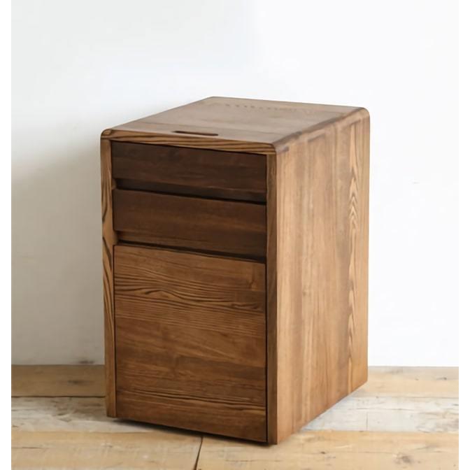 デスクワゴン サイドワゴン インワゴン 天然木 オーク タモ 無垢