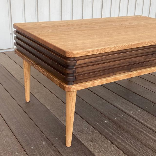 コーヒーテーブル センターテーブル リビングテーブル 木製テーブル おしゃれ ウォールナット タモ 木製テーブル 収納付き 両面引出 |  | 03