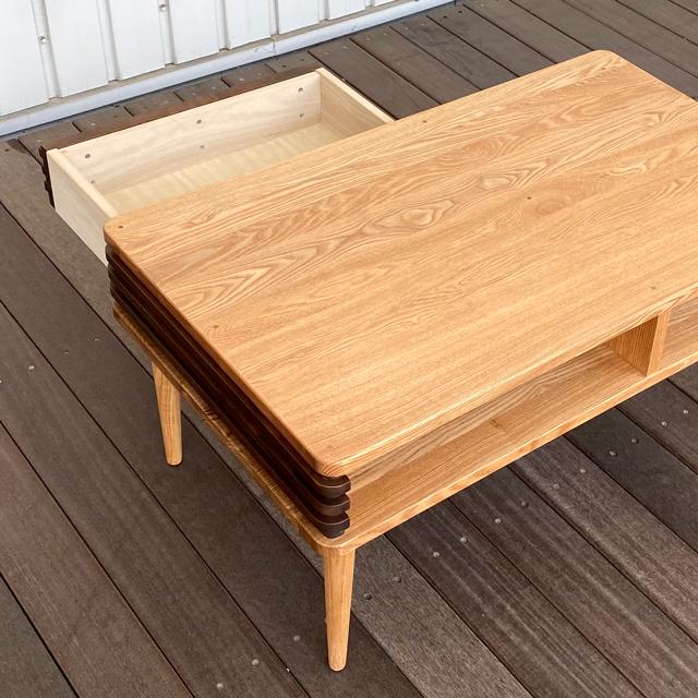 コーヒーテーブル センターテーブル リビングテーブル 木製テーブル おしゃれ ウォールナット タモ 木製テーブル 収納付き 両面引出 |  | 05