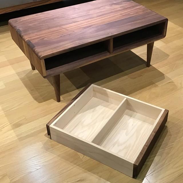 リビングテーブル センターテーブル 引き出し付き ウォールナット 85幅