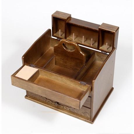 【当時の保証書・説明書・付属品つき】アンティーク☆レトロ☆木製裁縫箱・小型ミシン 裁縫箱 レトロ 国産 豊岡製 木製 手作り おしゃれ 針箱 ソーイング