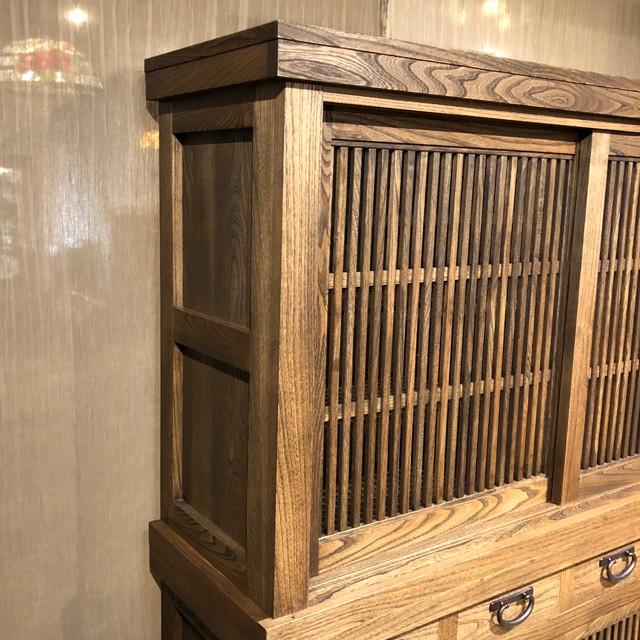 水屋箪笥 茶箪笥 食器棚 和家具 民芸調家具 アンティーク タモ 水屋箪笥 茶箪笥 食器棚 和家具 民芸調家具 アンティーク タモ