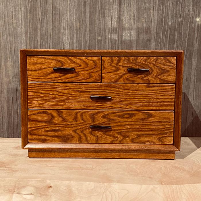 三段 四つ引きチェスト 万両（けやき・ダーク）小物入れ 小引出し 小物