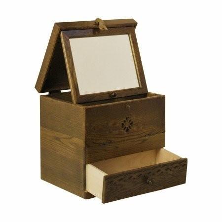 メイクボックス コスメティック 木製 鏡 ナチュラルウッド 縦型 コスメボックス ロングミラー木製 アンティーク フレンチカントリー 木製 アンティーク おしゃれ プレゼント