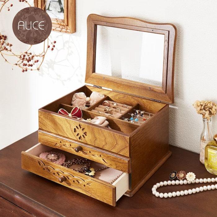 ジュエリーケース アクセサリーケース ガラスケース 収納 木製