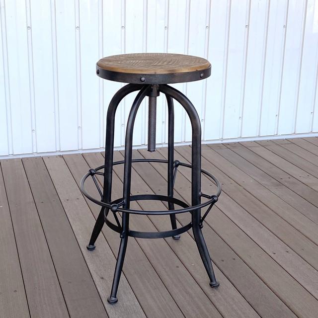 スツール 椅子 丸椅子 昇降式 高さ調節 木製 カウンターチェア