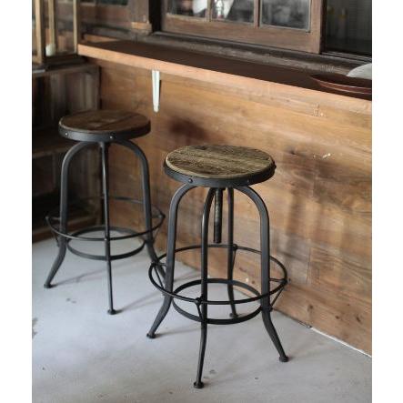 カウンターチェア　アンティーク　レトロ　丸椅子　高さ調整可能　昇降椅子 カウンターチェア バーチェア 高さ調整 昇降 回転 おしゃれ 合成