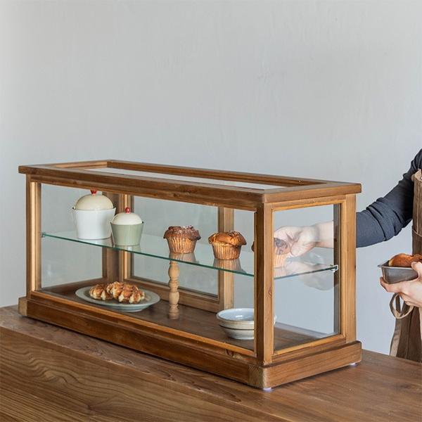 Wooden showcase 幅88.5 ガラスケース ショーケース アンティーク 北欧