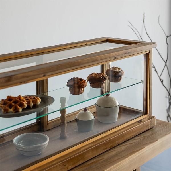Wooden showcase 幅88.5 ガラスケース ショーケース アンティーク 北欧