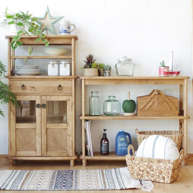 オープンシェルフ ウッドラック 木製 無垢 幅92 組立式