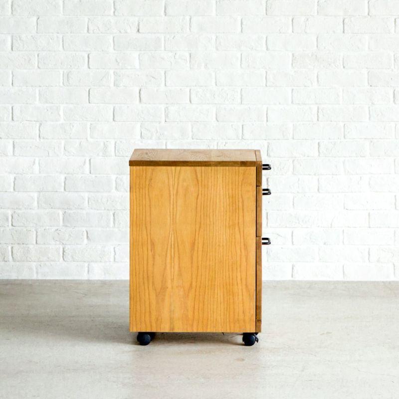 サイドワゴン デスクワゴン キャスター付き 木製 デスクサイドワゴン