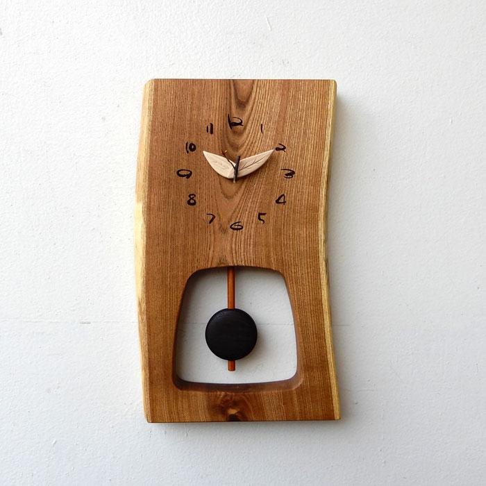 木の振り子時計 槐（エンジュ）無垢 幅20.5cm 掛け時計 振り子時計 木