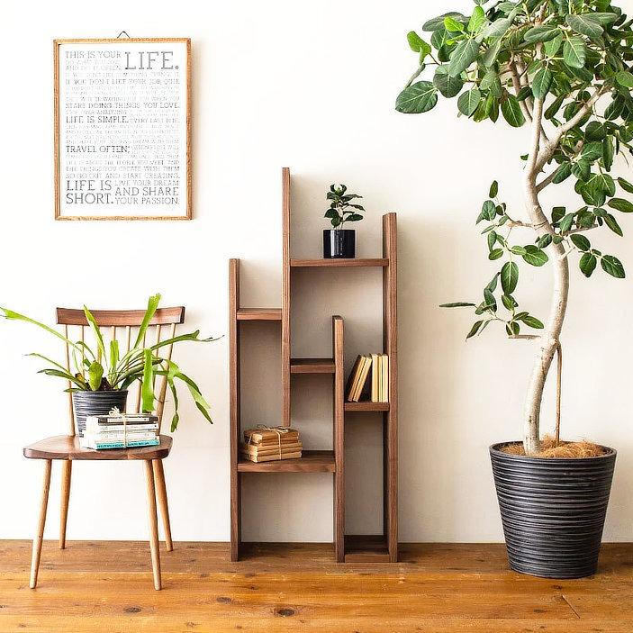 オープンシェルフ ラック スリム 木製 幅55 フリー 個性的