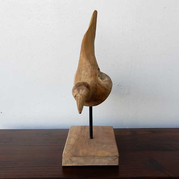 Teak bird D 木彫り 置物 鳥の木彫り 手作り 木製小物 チークウッド