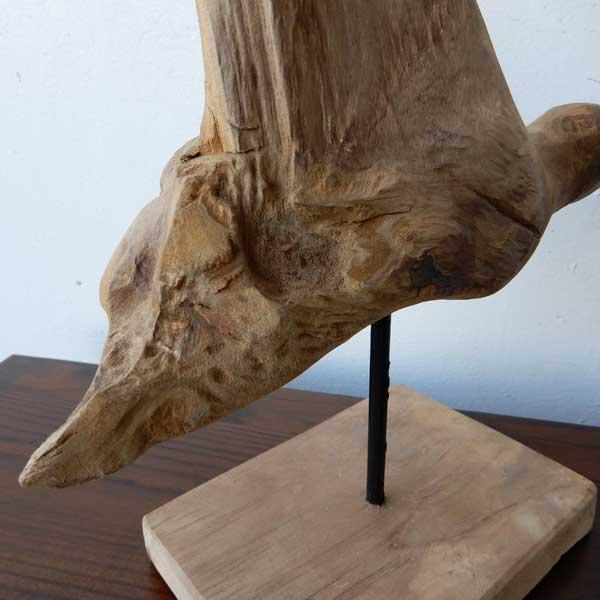 Teak bird D 木彫り 置物 鳥の木彫り 手作り 木製小物 チークウッド