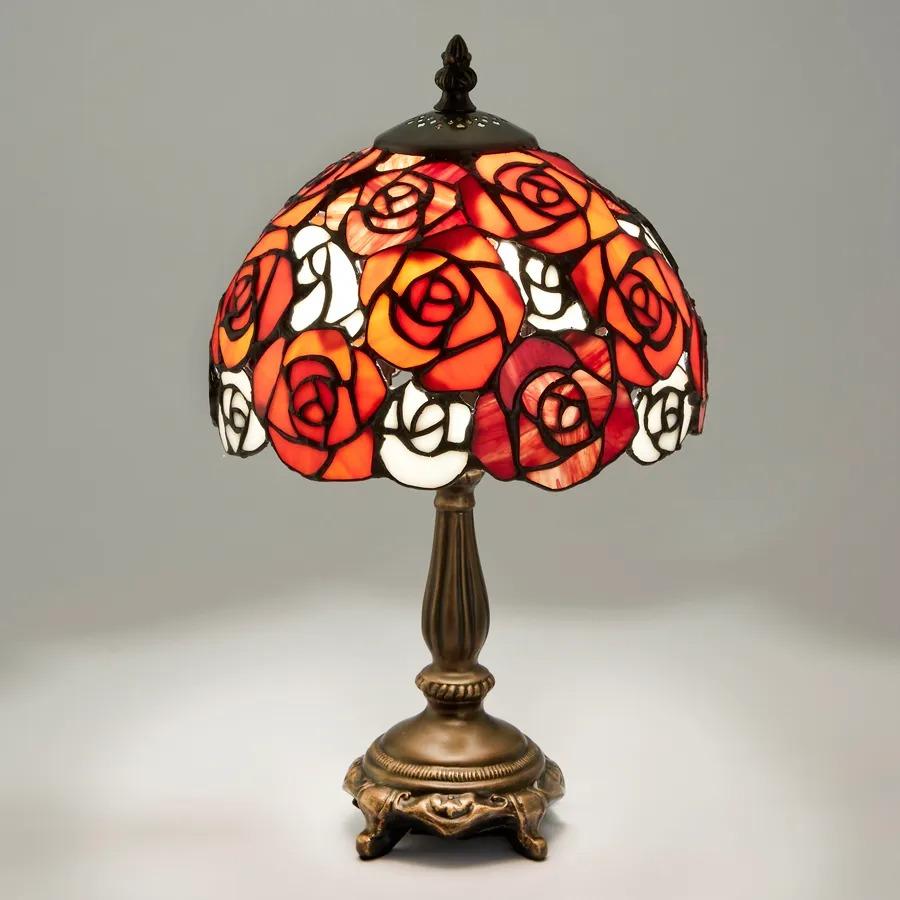 バラ 薔薇 エレガント ステンド ガラス ランプ 卓上 花柄 アンティーク調 バラ 薔薇 エレガント ステンド ガラス ランプ 卓上 花柄 アンティーク