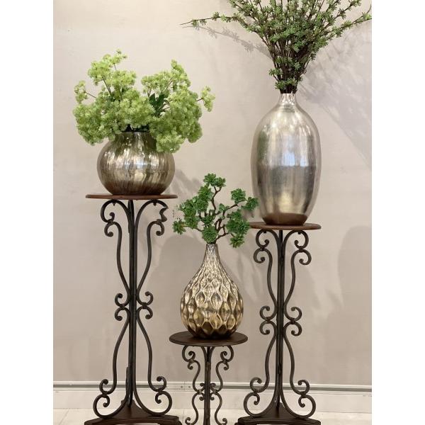 花台 台 サイドテーブル おしゃれ 木製天板 アイアン フラワースタンド