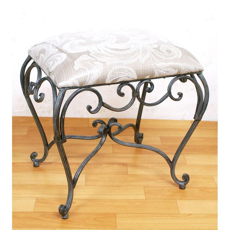 スツール 猫脚 Wide 奥行39cm アイアン アンティーク風 ベージュ