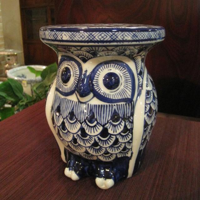 フクロウ ふくろう 梟 置物 陶器 プランタースタンド 花台 台 鉢