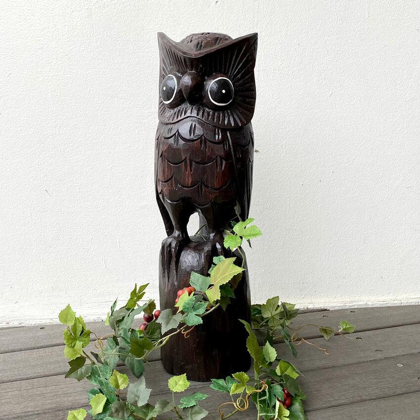 ふくろう フクロウ 梟 owl インテリア 置物 木彫り 木製 動物雑貨