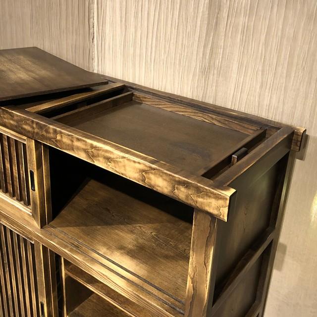 水屋箪笥 茶箪笥 食器棚 和家具 民芸調家具 アンティーク タモ 水屋箪笥 茶箪笥 食器棚 和家具 民芸調家具 アンティーク タモ