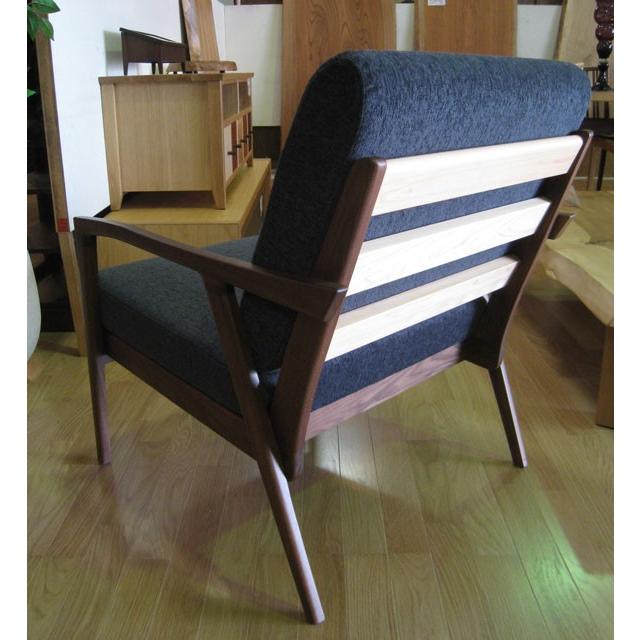 ソファ 1人掛け ウォールナット 無垢材 布張り ローソファ 幅65cm