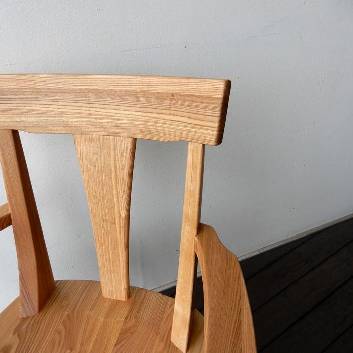 タモ無垢 回転アームチェア ナチュラル ダークブラウン ダイニング