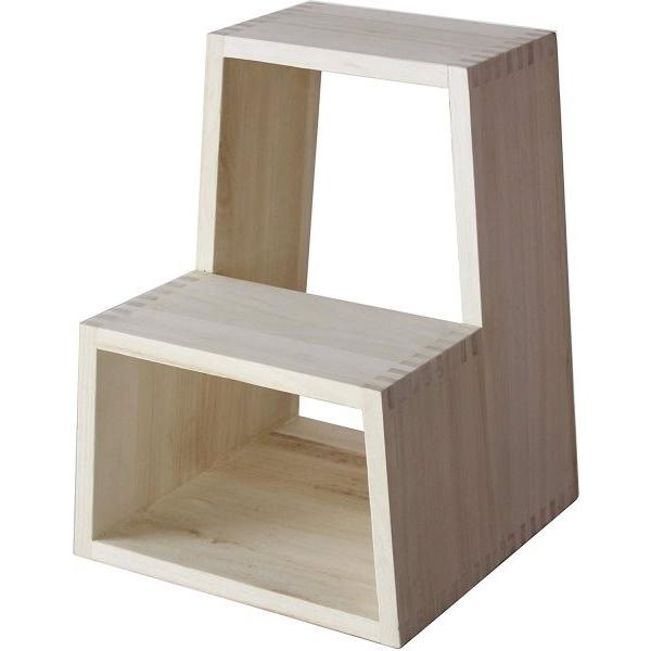 ステップスツール　腰掛けスツールと脚立の2wayスツール　天然木 踏み台 高さ47cm ステップ台 天然木 木製 オーク材 スツール