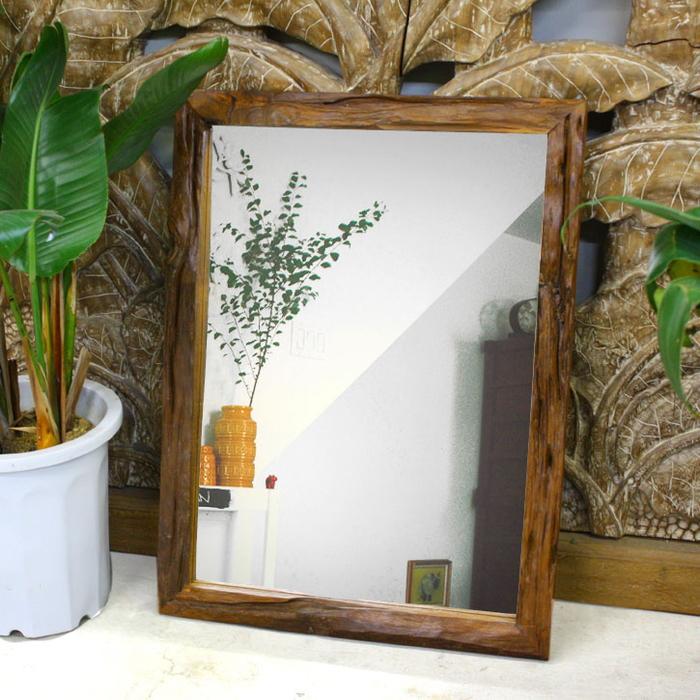 チーク古材ミラー 60×80 鏡 ミラー 大型ミラー 店舗用 美容室 美容院