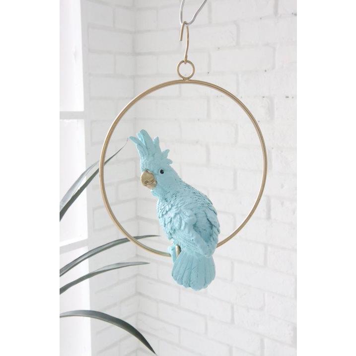 オウム 鳥 ホワイト ブルー 水色 吊り下げ 吊るす リアル おしゃれ