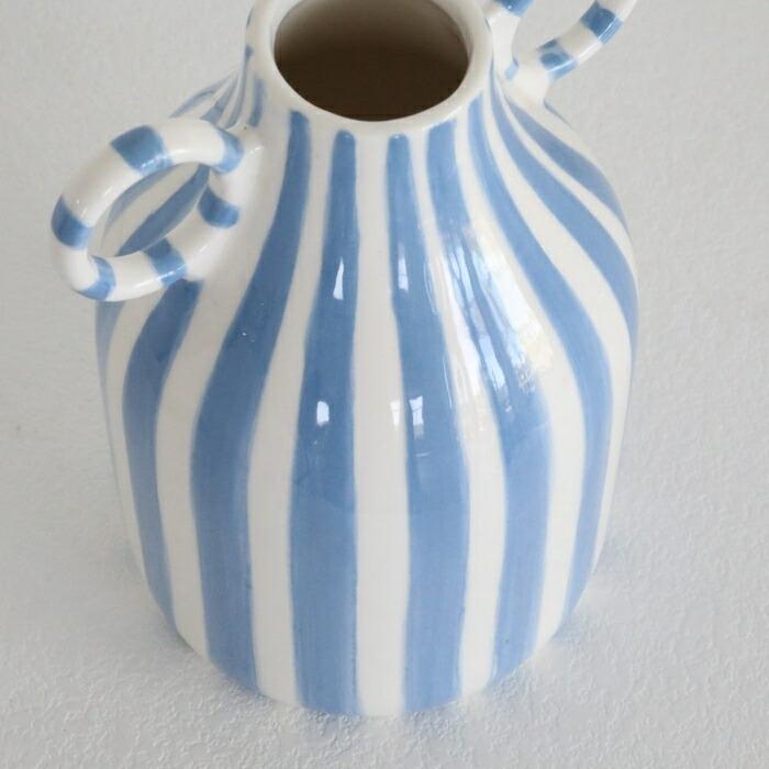 ストライプハンドルベース 花瓶 ピッチャーベース かわいい おしゃれ