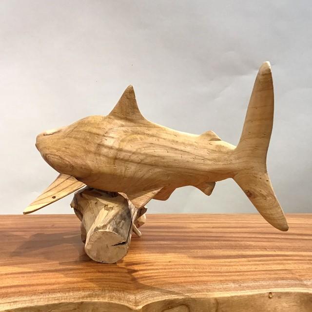 ウッドフィッシュ 木彫 オブジェ 魚 インテリア 置物 置き物 天然木