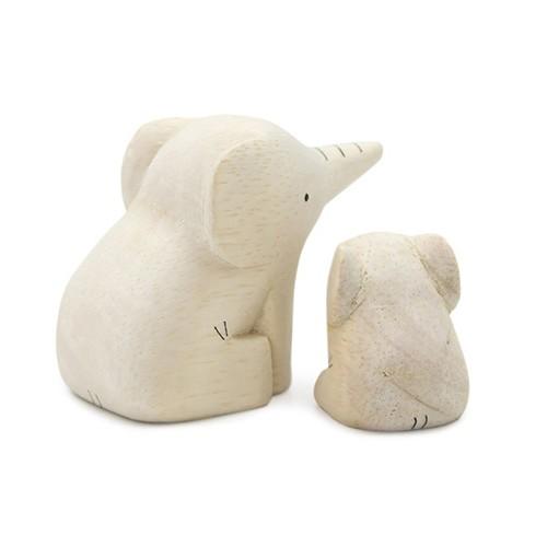 親子 ぞう ゾウ elephant インテリア 置物 木彫り 木製 動物雑貨