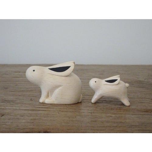 親子 うさぎ ウサギ ラビット rabbit インテリア 置物 木彫り 木製